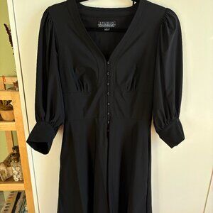Badgley Mischka Studio Black Fit & Flare Button Front Dress | Size 2